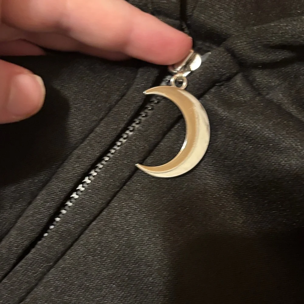 Moon Stages Gothic Black Hoodie with Graphic Accents - Picture 2 of 7